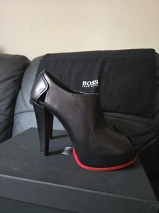 Boss Women Black Leather Shoe Boots With Red Sole Detail, UK6/EU39 - Picture 1 of 13