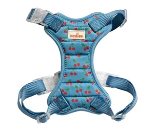 Oodles Blue Tart Cherries Quilted Adjustable Dog Harness, Large - Picture 1 of 6