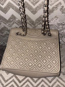TORY BURCH FLEMING CONVERTIBLE SHOULDER BAG TAN BEIGE - Picture 1 of 13