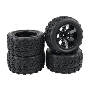4x 1:10 RC Monstertruck Auto Räder RC Reifen mit 7 Speichen Felge Schwarz RC... - Bild 1 von 6