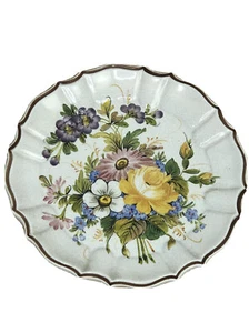 Plato floral vintage Bassano Italia pintado a mano de 10 pulgadas - Imagen 1 de 5