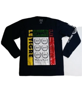 Le Tigre Mens 100% Authentic LS TShirt Mens Size large Nice New navy blue logo - Picture 1 of 5