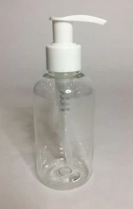 Leere 250 ml PET klare Kunststoff Boston Flasche und weiße Lotion Pumpe *BELIEBIGE MENGE* - Bild 1 von 1