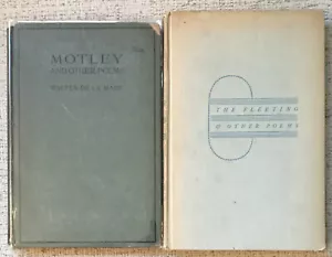 WALTER DE LA MARE " MOTLEY " & " THE FLEETING " 2 SIGNED 1ST EDS 1918/1933 HC VG - Picture 1 of 3