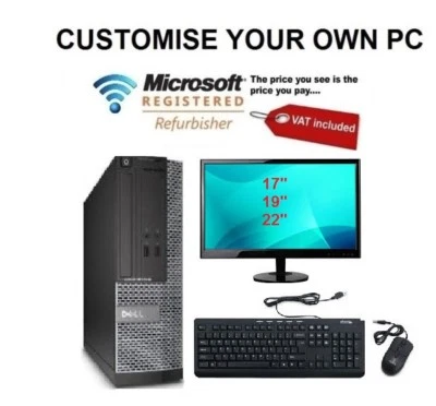 FULL DELL Core i5 i3 DESKTOP TOWER PC LCD COMPUTER  WINDOWS 10  7 8GB 1TB - Image 1 of 4