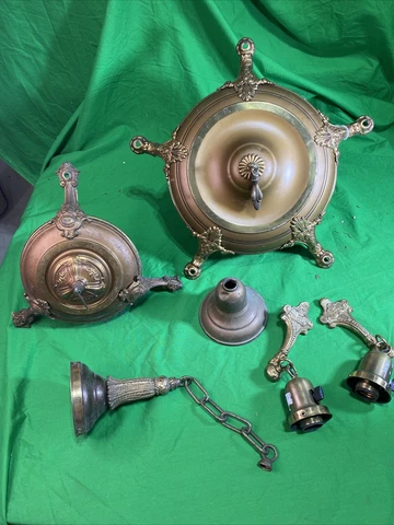 Vintage Art Deco Brass Pan Lamp Ceiling Light Fixture Lamp Parts  - Steampunk! Cover