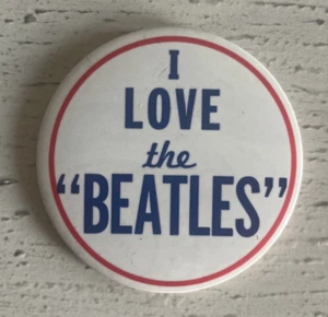 Original 1964" I LOVE THE BEATLES" 3 1/2" Celluloid Pin Back Button EX BEAUTY - Picture 1 of 3