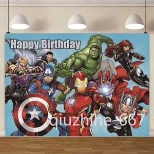 Marvel Avengers Backdrop Happy Birthday Party Background Photo Supplies Decor - Picture 1 of 8