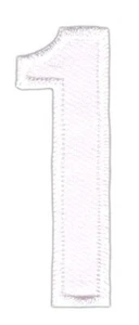 be11★Número 1 Uno Blanco Número Parche Aplicación Imagen Planchado Parche 1,7 x 5,0 cm - Imagen 1 de 2