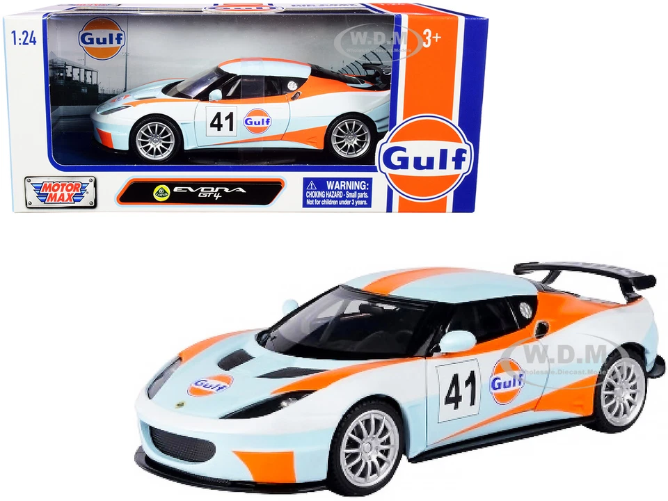 LOTUS EVORA GT4 #41 "GULF" LIGHT BLUE W/STRIPES 1/24 DIECAST CAR MOTORMAX 79660 - Image 1 of 1