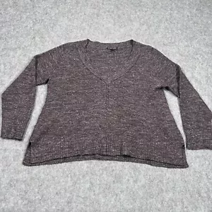 Eileen Fisher Wool Linen Silk Brown Metallic V-Neck Sweater Women's Size Small - Picture 1 of 5