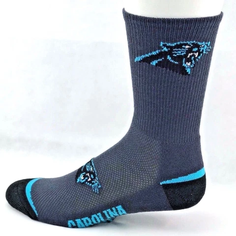 Carolina Panthers Football Charcoal Gray Flex Top Deuce Crew Socks Cover