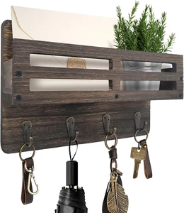 Key Holder Wall Mount Farmhouse Key Hooks for Wall with Mail Organizer Decorativ - Picture 1 of 12