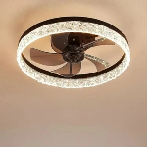 LED Black Ceiling Fan With Light - 1pc 19.7 in - Picture 1 of 5