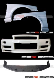 Guardabarros delantero de conversión R34GTR y parachoques y labios delanteros sintonizados para Nissan Stagea C34 - Imagen 1 de 2