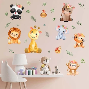 Amimagen Jungle Baby Animals Wall Stickers - Monkey Elephant Lion Tiger Giraf... - Picture 1 of 6