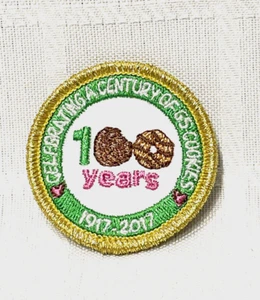 Little Brownies Bakers Girl Scout Cookies 100 Years Patch Pin Back 1917-2017 NEW - Picture 1 of 3