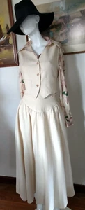 TRUE VINTAGE 1970'S INDIAN STYLE COTTON SKIRT AND VEST SUIT/SET: AUS SIZE 12-14 - Picture 1 of 22
