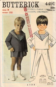 Vtg 1970s PATTERN for Toddler SAILOR SUIT Size 3 Chest 22 Butterick 4491 - Picture 1 of 2
