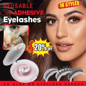 2pcs Wiederverwendbar Selbstklebend Wimpern Natur Mehrere Wendbar Glue-Free Eu . - Bild 1 von 34