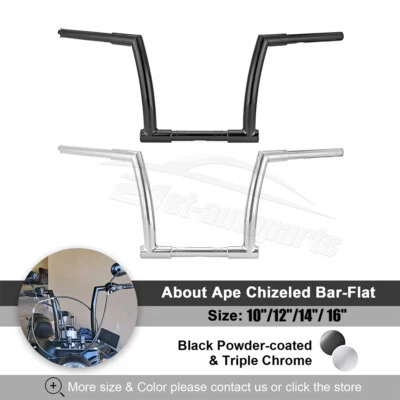 Fat Chizeled Bar Rise 10" 12" 14" 16" Handlebar Fit Harley Dyna Road Glide FLHR - Image 1 of 4