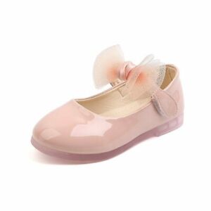 Baby Infant Kids Gilrs Princess Casual Walk Soft Flat Bow Party Dress Pink Shoes