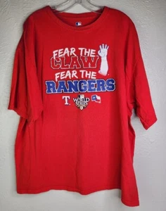 Texas Rangers World Series 2010 Mens 2XL "Fear The Claw" 100% Cotton EUC - Picture 1 of 10
