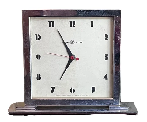 Gilbert Rohde Herman Miller Telechron Art Deco Vtg Chrome Table Desk Clock Mcm Cover