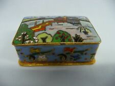Antique Chinese Asian Oriental Enamel Cloisonne Snuff Box Case Pill Box