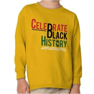 Celebrate Black History Month Tribal Pattern Youth Long Sleeve Tees Boy or Girl - Picture 1 of 7