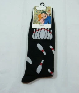 Calcetines de boliche con tema de calce fino negros crew informales 80% algodón talla única - Imagen 1 de 3