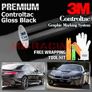 Genuine 3M Gloss Black Vinyl Wrap Car Sticker Film Decal Bubble Free - Picture 1 of 12