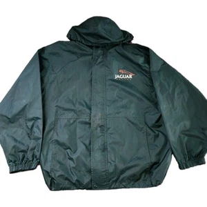 Vintage Jaguar Racing Jacket Adult XL Green Full Zip Pockets Hooded Rain Mens - Picture 1 of 11