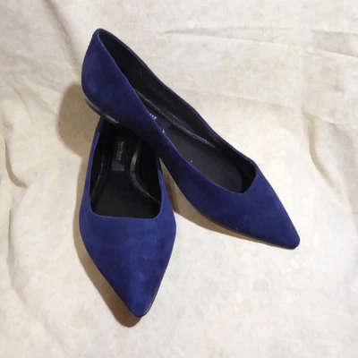 🩰 Casa Blanca | Pisos de ballet puntiagudos del mercado negro 6 M Sidda cuero azul marino gamuza Foto 1 de 4