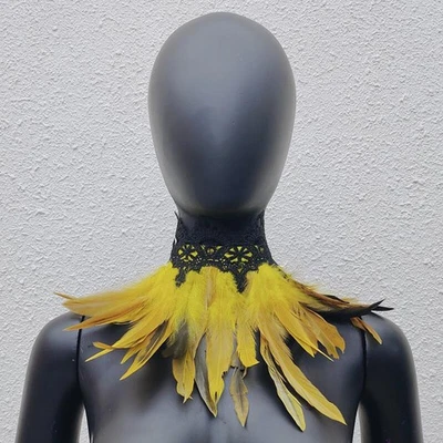 Natural Feather Fur Fake Collar for Halloween Costume Party Dress Up - Image 1 of 4