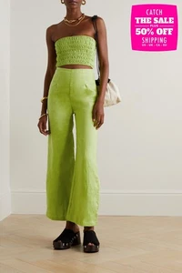RRP€223 FAITHFULL Linen Wide-Leg Trousers UK 8 US4 IT40 S High-Rise HANDMADE - Picture 1 of 6