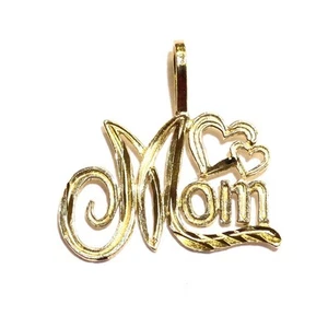 14k yellow gold mom mothers day charm pendant estate vintage antique .6g hearts - Picture 1 of 4