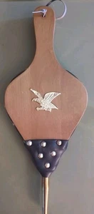 Vintage Fireplace Bellows With Brass Eagle Wood Antique - Picture 1 of 5