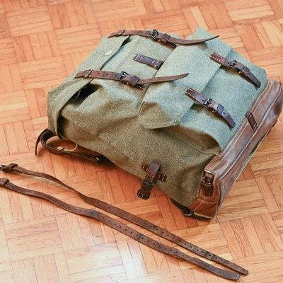 Schweizer Armee Rucksack Salz und Pfeffer Swiss Suisse Military Leder 1952 - Bild 1 von 4