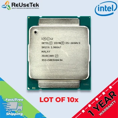 Lot of 10 | Intel Xeon E5-2650V3 SR1YA 2.3GHz 10 Core LGA2011-3 CPU Processors - Image 1 of 4