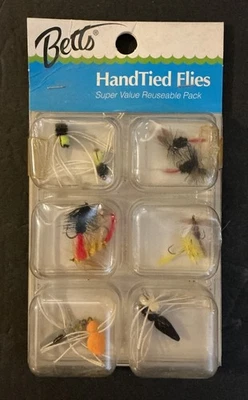 12 Betts Hand Tied Flies, Foam, Spider, Dry Flies, NOS - Image 1 of 3