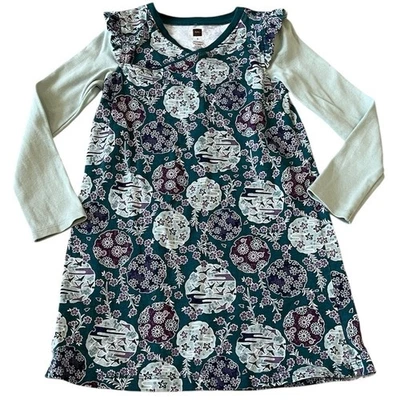 Tea Collection Shirt Dress Top Birds Long Sleeve 100% Cotton Stretch Knit Girl 5 - Image 1 of 4