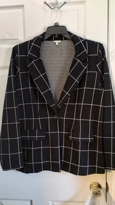 Elegante Blazer Elástico a Cuadros Negro/Blanco, Talla XL - Imagen 1 de 9