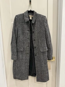 NWT Apostrophe Size 8 Tweed 65% Wool Coat Black White - Picture 1 of 7