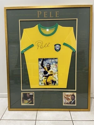 PELE PERSONALLY HAND SIGNED & FRAMED BRAZIL JERSEY  - image 1 of 3