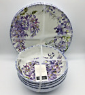 THE FARMHOUSE MELAMINE Violet Flowers Spring Garden Plate/Bowl (8 Piece Set) NEW