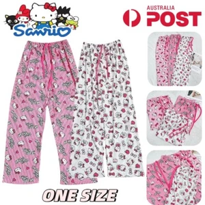 Sanrio Hello Kitty Pajama Pants Y2k Summer Cartoon Pink Sleepwear Fashion Women - Picture 1 of 9