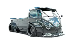 1:10 RC Clear Lexan Body Shell WIDEBODY VW Kombi Dual cab Pick Up with extras - Picture 1 of 10