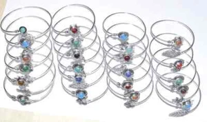 Lote de brazaletes brillantes de granate y mezcla de piedras preciosas, lote de 10 brazaletes ajustables ~ - Imagen 1 de 3