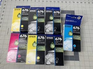 (7) Epson 676XL High Yield Black, Cyan, Magenta, Yellow Ink Cartridges Expired - Picture 1 of 6